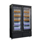 Vitrine réfrigérée murale positive 2 portes noire 1200L libre-service professionnelle