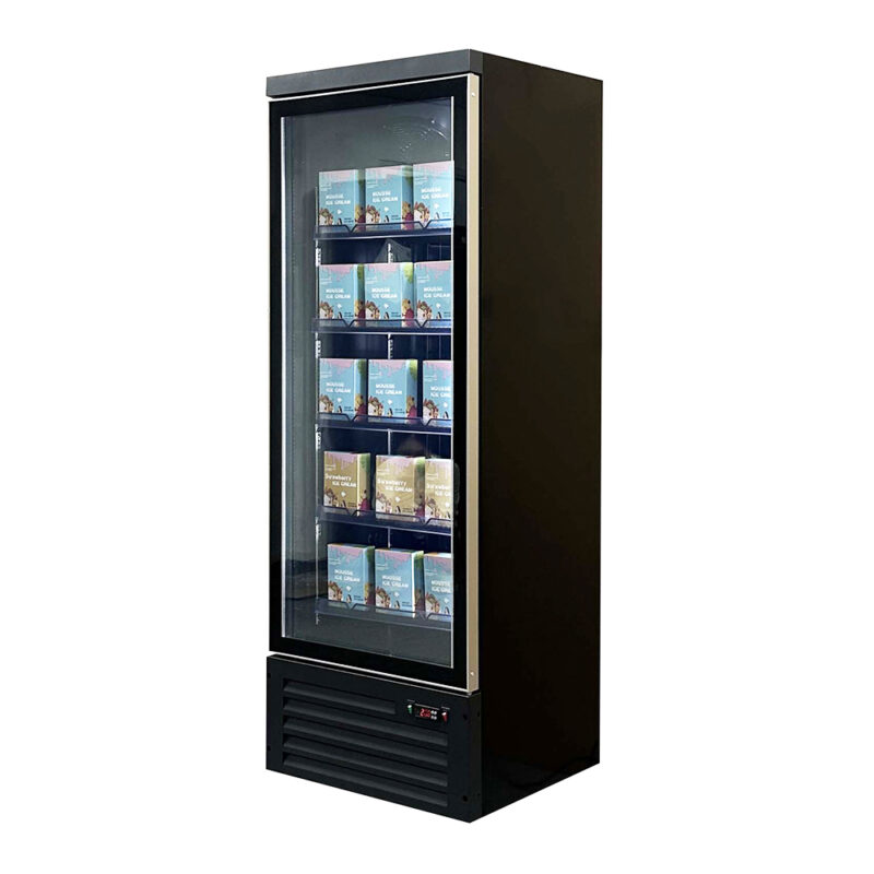 Vitrine réfrigérée murale négative 1 porte noire 500L libre-service surgelés professionnelle