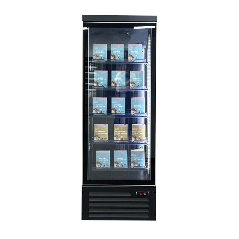 Vitrine réfrigérée murale négative 1 porte noire 500L libre-service surgelés professionnelle