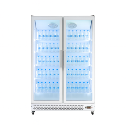 Vitrine réfrigérée murale positive 2 portes blanche 1200L libre-service professionnelle