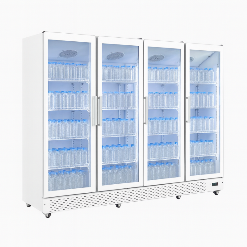 Vitrine réfrigérée murale positive 4 portes blanche 2000L libre-service professionnelle