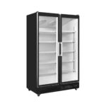 Vitrine réfrigérée murale positive 2 portes noire 1200L libre-service professionnelle