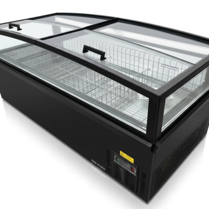 Congélateur îlot vitré 1900 mm 490L vitrine surgelés libre-service professionnel bahut congélation